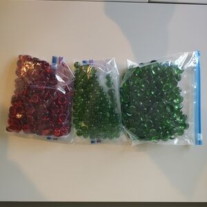 Glass Beads Set For Vase Filler Set Of Three Green And Red